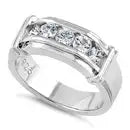 Sterling Silver Men's Engagement CZ Ring