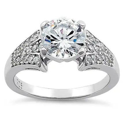 Stylish Round Cut Clear CZ Ring