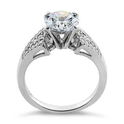 Stylish Round Cut Clear CZ Ring