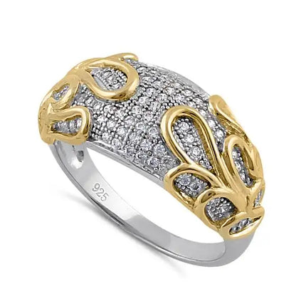 Elegant Yellow Gold Plated Curved Wrap Ring - vickiescloset