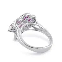 Sterling Silver Pink &amp; Ruby CZ Bouquet Ring