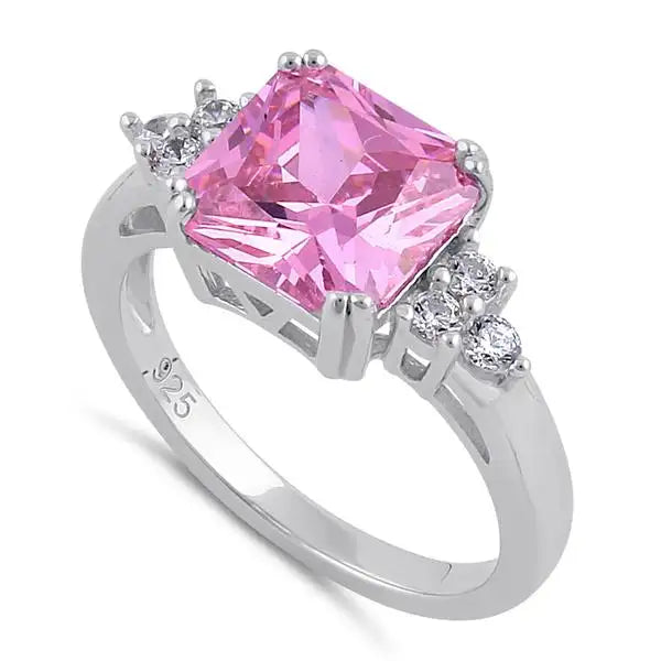 Elegant Pink CZ Center Ring - vickiescloset