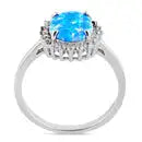 Sterling Silver Oval Blue Lavender Lab Opal CZ Ring