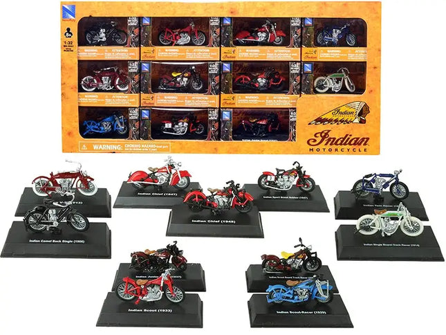 "Indian Motorcycle" Juego de 11 piezas 1/32 Modelos de motocicletas Diecast de New Ray