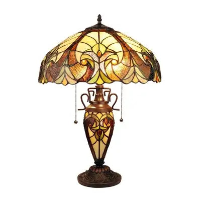 LIAISON Victorian-Style Antique Dark Bronze 3 Light Double Lit Table Lamp 16" Wide