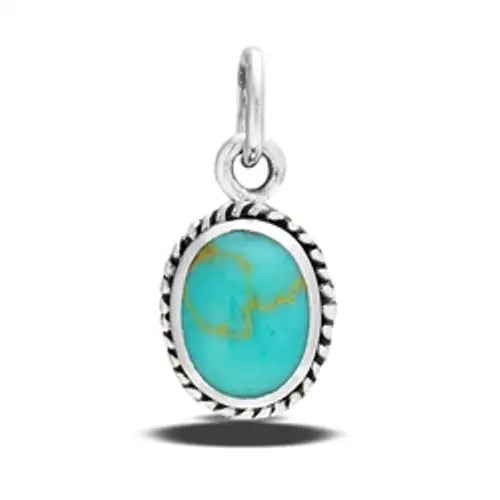 Braided Oval Pendant With Synthetic Turquoise - vickiescloset