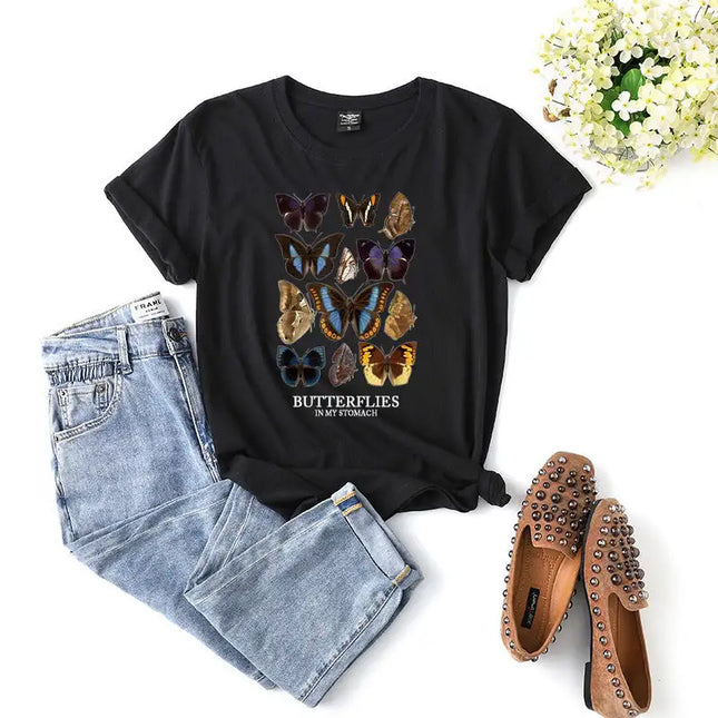 Camiseta con gráfico clásico de mariposa para mujer 