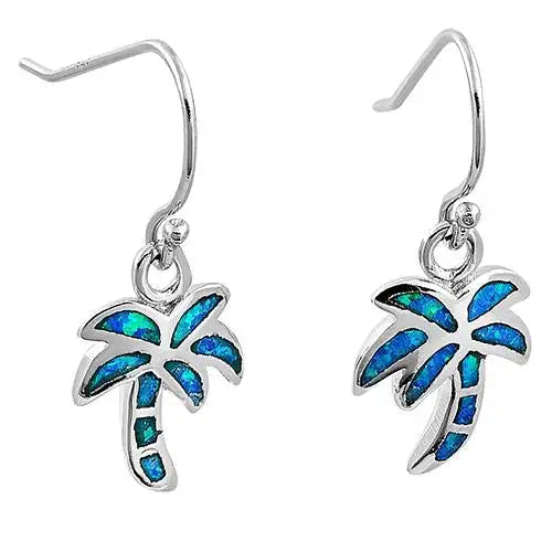 Opal Palm Tree Dangle Earrings