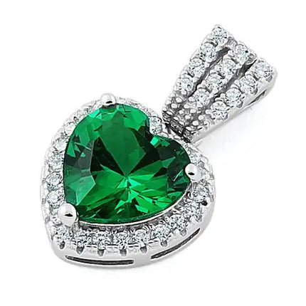 Emerald Big Heart CZ Pendant