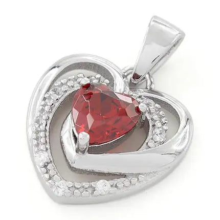 Precious Heart Garnet CZ Pendant