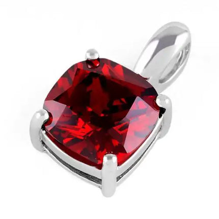 Cushion Cut Garnet CZ Pendant