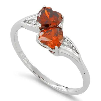 Anillo de corazón naranja CZ