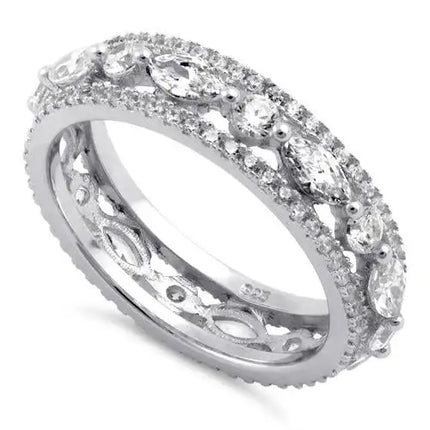 Eternity Round and Marquise Clear CZ Ring