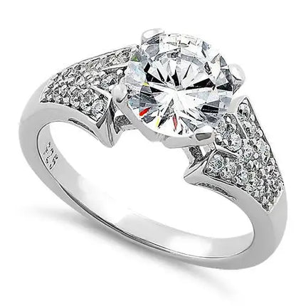 Stylish Round Cut Clear CZ Ring