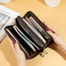 Womens Plaid Pu Leather Zipper Wallet