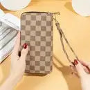 Womens Plaid Pu Leather Zipper Wallet
