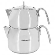 Korkmaz Perla Maxi Stainless Steel 1.2 Liter Tea Pot and 2 Liter Kettle Set