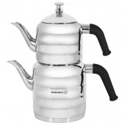 Korkmaz Mina Maxi Stainless Steel 1.1 Liter Tea Pot and 2.0 Liter Kettle Set