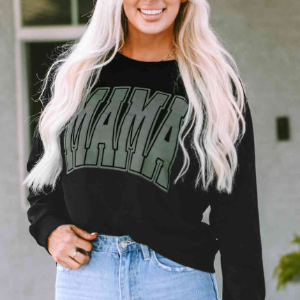 Round Neck Long Sleeve MAMA Graphic Sweatshirt
