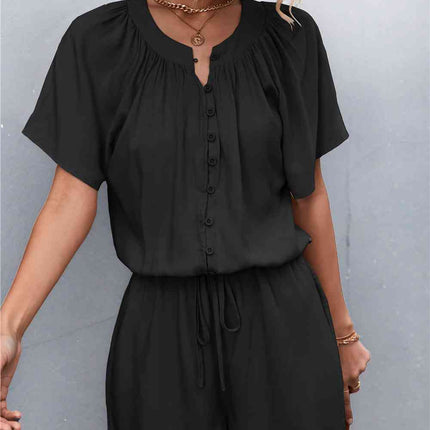 Buttoned Gather Detail Romper