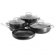 Korkmaz Galaksi 7 Piece Non Stick Aluminum Cookware Set in Black