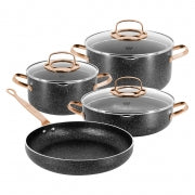 Korkmaz Galaksi 7 Piece Non Stick Aluminum Cookware Set in Black and Rose Gold