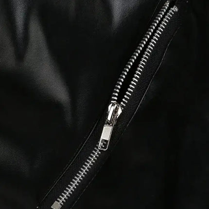 European And American Men's Turtleneck Leather Jacket Plus Size Slim Motorcycle Leather Jacket