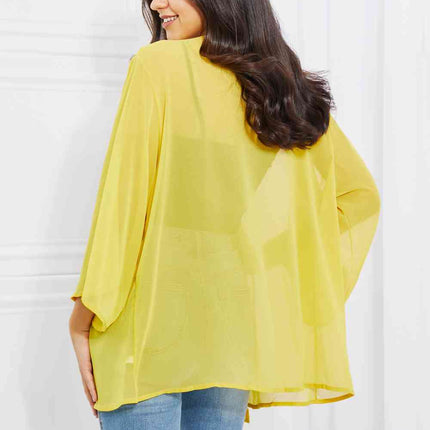 Melody Just Breathe Full Size Chiffon Kimono in Yellow
