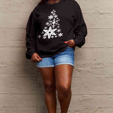 Simply Love Full Size Snowflake Christmas Tree Graphic Sweatshirt