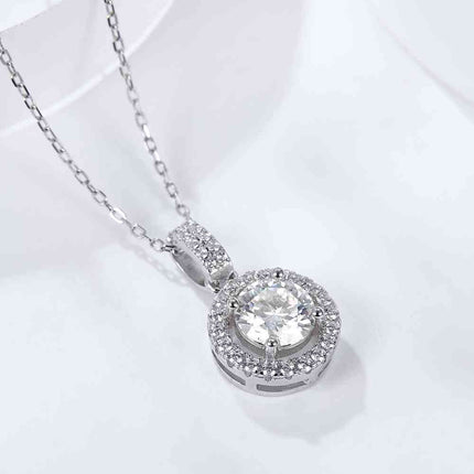 2 Carat Moissanite Round Pendant Necklace