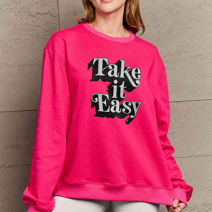 Simply Love Full Size TAKE IT EASY Graphic Sweatshirt