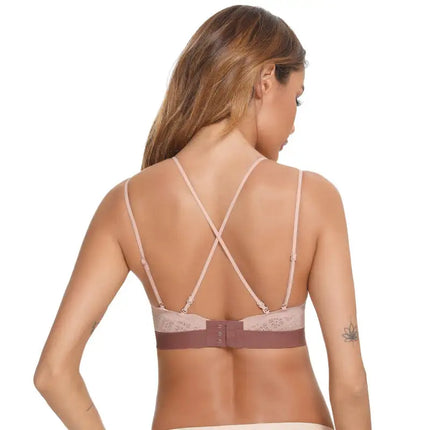 Sujetador push-up sin anillo de acero para mujer, espalda bonita, correa ajustable 