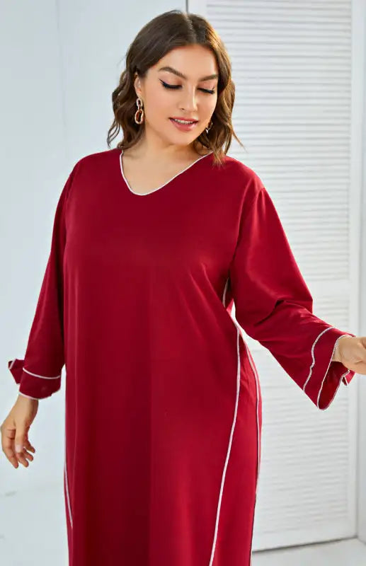 Camisón dividido con dobladillo y talla grande para mujer 