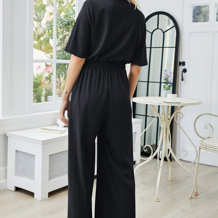 Tie Front Cutout Wide Leg Jumpsuit