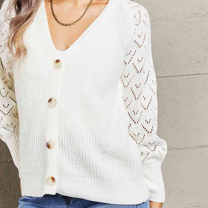 Double Take Rib-Knit Plunge Raglan Sleeve Cardigan