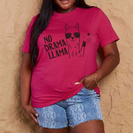 Simply Love Full Size NO DRAMA LLAMA Graphic Cotton Tee