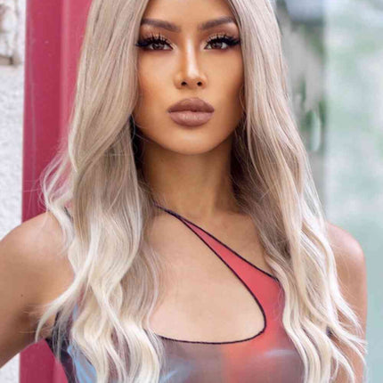 13*2" Lace Front Wigs Synthetic Long Wave 24" 150% Density in Medium Blonde Highlights