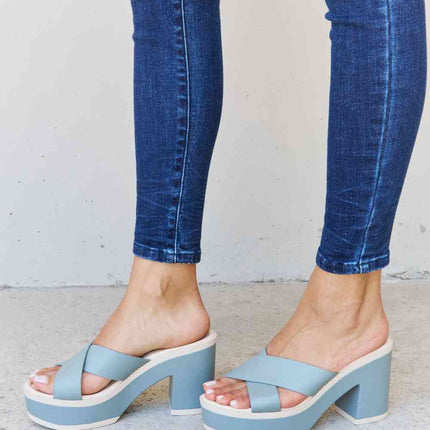 Weeboo Cherish The Moments Contrast Platform Sandals in Misty Blue - Vickie Lynn's