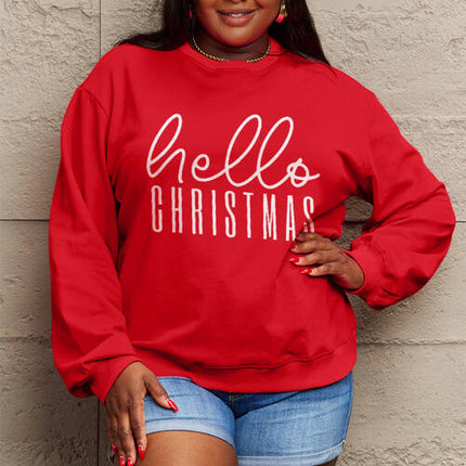 Simply Love Full Size HELLO CHRISTMAS Long Sleeve Sweatshirt