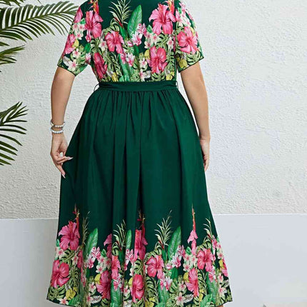 Floral Tie-Waist Round Neck Dress - Vickie Lynn's