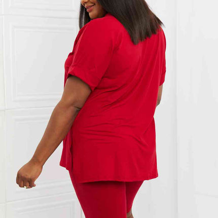 Zenana Full Size Quiet Moments Brushed Lounge Set in Burgundy