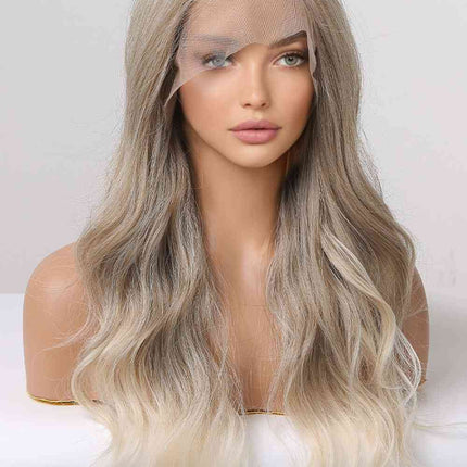 13*2" Lace Front Wigs Synthetic Long Wave 24" 150% Density in Medium Blonde Highlights