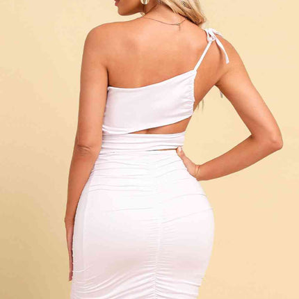 Ruched Cutout One-Shoulder Bodycon Dress - Vickie Lynn's