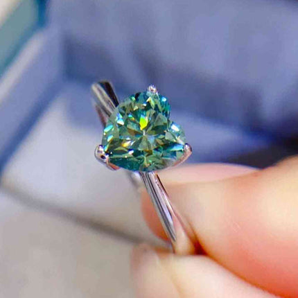 1 Carat Moissanite Heart 925 Sterling Silver Ring