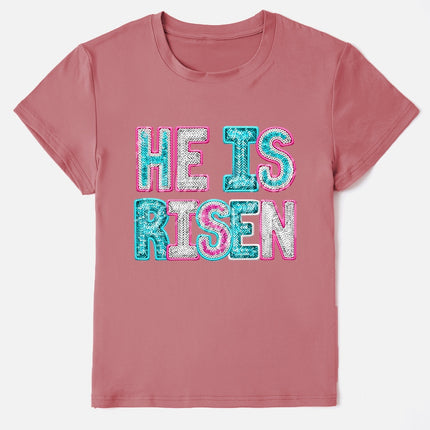 HE IS RISEN Sequin Round Neck T-Shirt