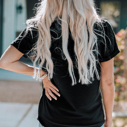 Leopard Cross Graphic Round Neck Short Sleeve T-Shirt