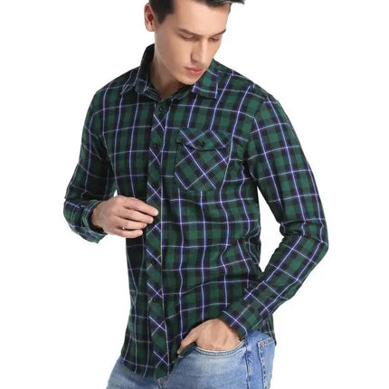 Men's Flannel Plaid Long Sleeve Shirt