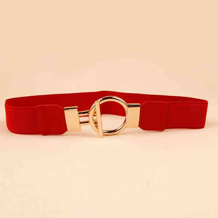 Circle Shape Buckle Zinc Alloy Buckle PU Leather Belt