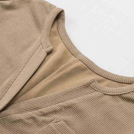 Notched Neck Long Sleeve Romper