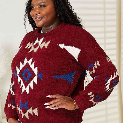 HEYSON Full Size Aztec Soft Fuzzy Sweater
